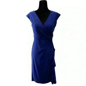 Lauren Ralph Lauren Dress Surplice Wrap Front Sleeveless Royal Blue  Size 2